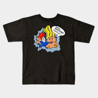 Hair-Raising Trolls Pop Art – Retro Nostalgia with Iconic Speech Bubbles Kids T-Shirt